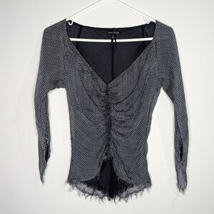 ✨3/$15 Anne Klein white blue silk v neck blouse 2p